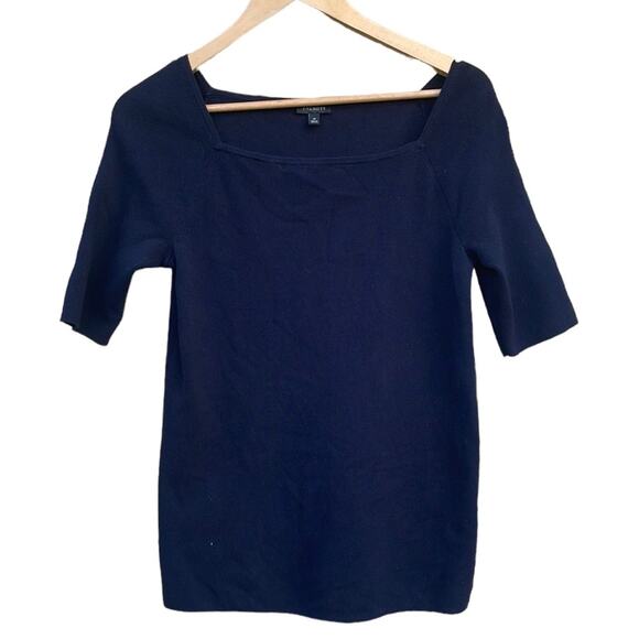 Talbots navy blue short sleeve knit blouse medium/30 - Picture 1 of 7